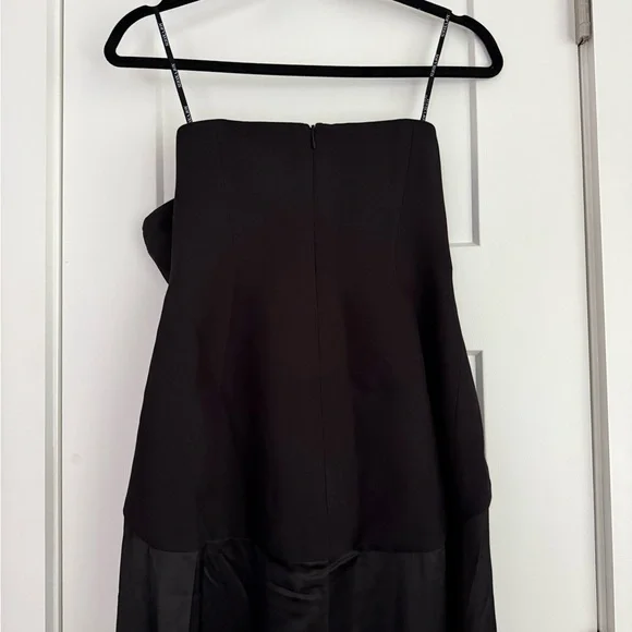 Shona Joy Adri Drop Waist Strapless Paneled Maxi Dress Gown Black NEW with tags